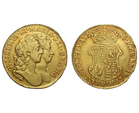 William and Mary (1688-94), gold Guinea, 1689, conjoined busts right, legend surrounding, GVLIELMVS. ET. MARIA. DEI. GRATIA, 