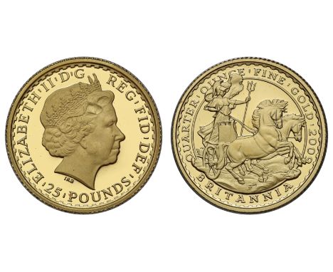 g Elizabeth II (1952-2022), gold proof Twenty Five Pounds Britannia, 2009, Quarter Ounce of 999.9 fine gold, 2009, crowned he
