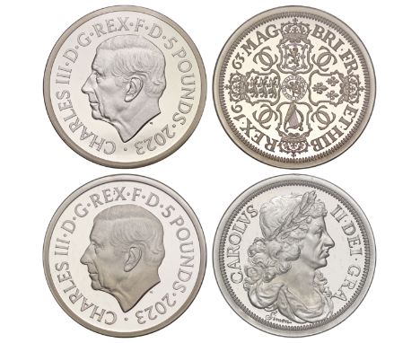 g Charles III (2022 -), silver proof 2-coin Set, 2023, each coin Two Ounces of Two Hundred Pounds, struck in .999 silver, fro