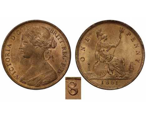 Victoria (1837-1901), bronze Penny, 1861, toothed borders, with 8 struck over 6 in date, laureate head bust in bodice facing 