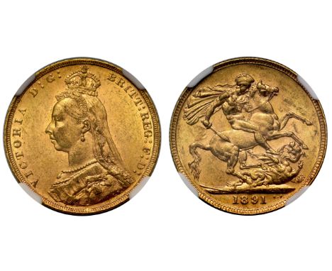 g Victoria (1837-1901), gold Sovereign, 1891, London, Tower Hill mint, Golden Jubilee style bust facing left, small crown and