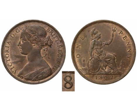 Victoria (1837-1901), bronze Penny, 1862, toothed borders, with 8 struck over 6 in date, laureate head bust in bodice facing 
