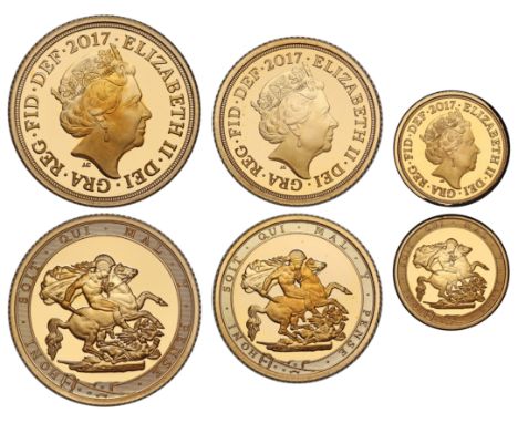 g Elizabeth II (1952-2022), gold 3-coin proof Set, 2017, struck to commemorate 200 years of the milled Sovereign, Sovereign, 