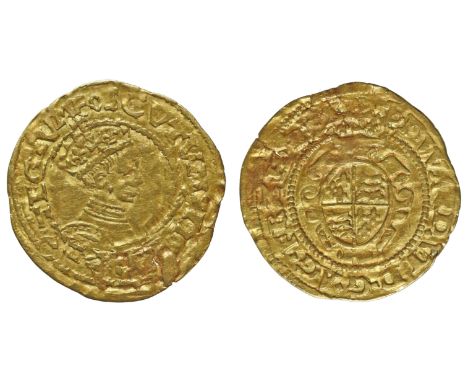 † Edward VI (1547-53), gold Halfcrown, second period (1549-50), transposed legends, crowned bust right, SCVTVM FIDEI PROTEG E
