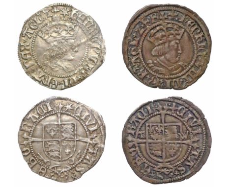 † Henry VIII (1509-47), silver Halfgroats (2), first coinage, York mint, archbishop Wolsey, crowned bust of Henry VII right, 
