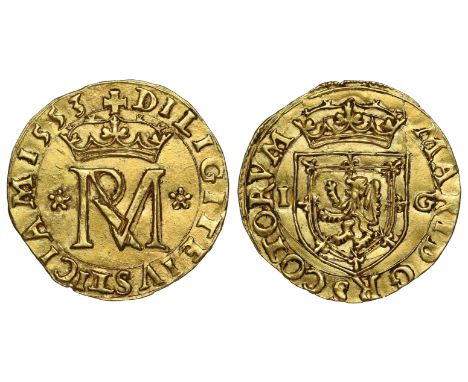 Scotland, Mary Queen of Scots (1542-67), gold 22 Shillings, first period, 1553, crowned Scottish arms, I G either side for Ja