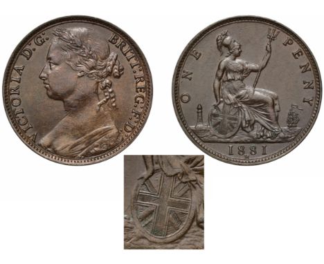 Victoria (1837-1901), bronze Penny, 1881 H, Heaton mint, toothed borders, laureate head bust in bodice facing left, seventeen