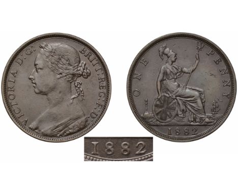 Victoria (1837-1901), bronze Penny, 1882, no mint mark therefore Royal Mint issue, toothed borders with more finer teeth both