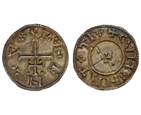 † Northumbria (York), Cnut, silver Penny, Cunnetti type [c.895-902] Patriarchal cross, inverted; C N V T at ends of cross; R 