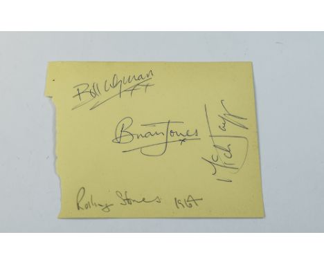 The Rolling Stones Autographs- 3 on page (1964) Liverpool-Mick Jagger, Brain Jones, Wyman