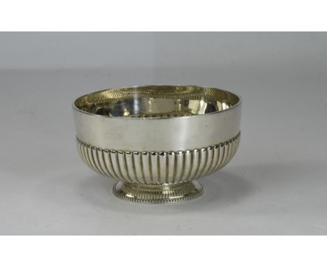 A Fine Quality Silver Footed Bowl With Half Body, Hallmark London 1884, Maker W. Evans, Size 2.5" High, 4.25" Diameter, 117.8