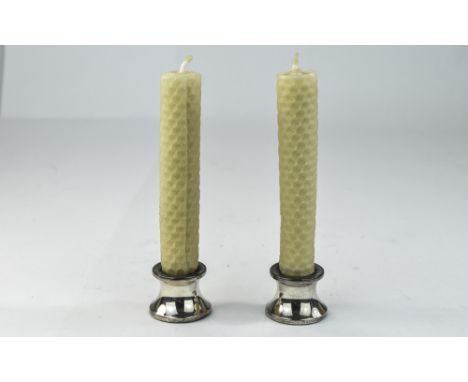 Elizabeth II Pair Of Silver Candlestick Holders, Hallmark Birmingham 1991