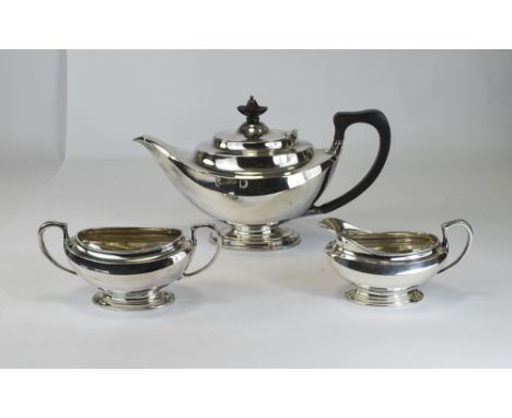 A Excellent Quality And Substantial Silver Plated 3 Piece Tea Set, Comprises: Teapot, Milk Jug, Sugar Bowl, Fully Hallmarked,