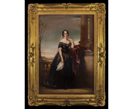 Daniel Macnee 1806 - 1882 19th Century Portrait of The Young Aristocratic Lady Elsie Ann Lochart, Full Length In a Black Dres