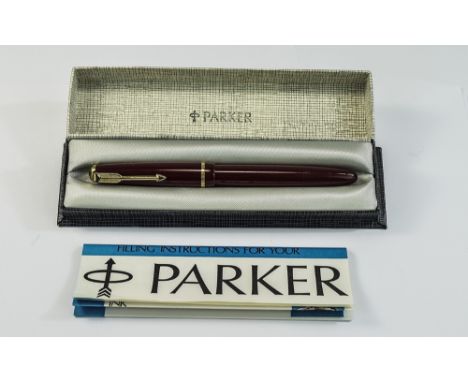 Parker Vintage Fountain Pen With 14ct Gold Nib, Complete With Original Box And Papers, Excellent Condition