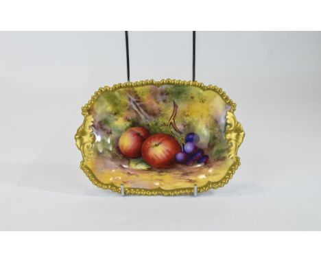 Royal Worcester Handpaited Trinket Dish/Bowl 'Fallen Fruits' Stillife, Signed Townsend, Date 1925, 7" Diameter, Small Hairlin
