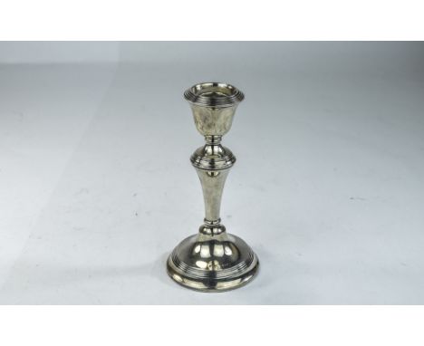 A George VI Silver Candlestick, Hallmark Birmigham 1947, 257.7g, Stands 6.25" High, Excellent Condition, Loaded Base