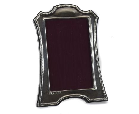 Britannia Silver Photo Frame, Hallmark London 2000, Maker R. V. Fitchie, Marked 999, Mahogany Back, Height 7.5"