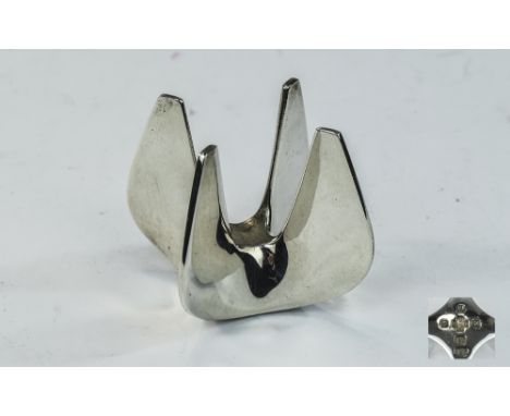 A Modern Studio Art Abstract And Heavy Candlestick Holder, Hallmark London 2000, Maker A.D, 2" High, Approx. 4ozs, As New Con
