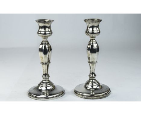 A Nice Pair Of Silver Candlesticks, Raised On Circular Bases, Hallmark Birmingham 1939, In Excellent Condition, Gross Weight 