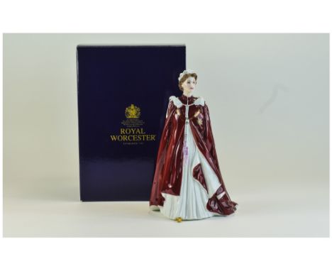 Royal Worcester Figure Queen Elizabeth II In Celebration Of The Queens 80Th Birthday With Box 
