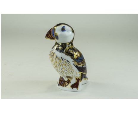 Royal Crown Derby Paperweight ' Puffin ' Gold Stopper. Date 1992. 1st Quality / Excellent Condition. 4.75 Inches High. 