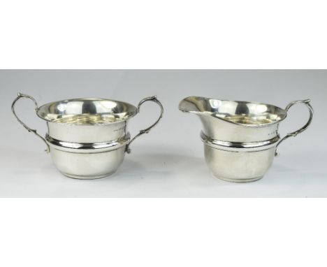 Art Deco Matching Silver Sugar Bowl And Milk Jug, Hallmark Birmingham 1931, Milk Jug 3" High, Sugar Bowl 3" High, 6ozs