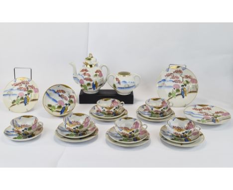 Japanese Eggshell Tea Service, 6 Cups, Saucers & Side Plates Teapot, Sugar etc A/F