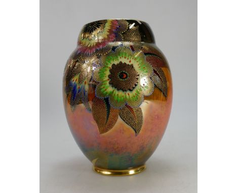 Carltonware vase decorated in the Palm Blossom design 4278 in enamelled colours, height 20cm