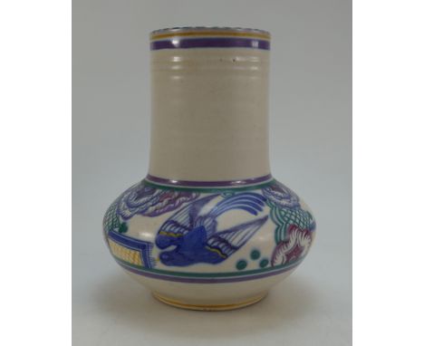 Large Poole pottery vase (indistinctive Poole mark to base) (height 22cm)