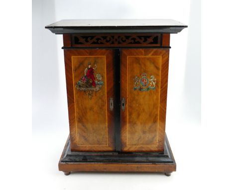 19th century Swiss walnut cased "Brittania" upright musical disc player, the cast base plate stamped "The Britannia St Croix 