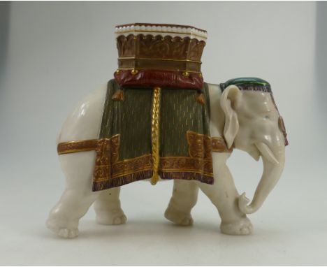 Royal Worcester late 19th century elephant vase modelled by James Hadley, height 19.5cm (puce & impressed marks)