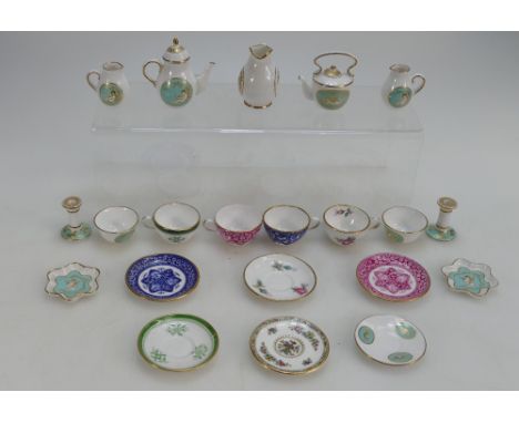 A collection of Spode miniature items to include jugs, teapots, tea cups, candlesticks etc (21)