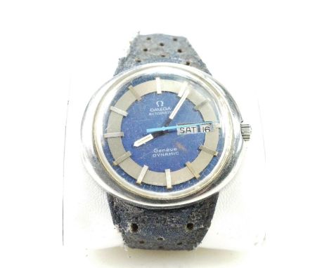 Vintage Gents Omega Geneve Dynamic wrist watch with day/date dial with worn leather strap