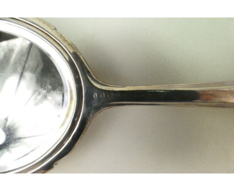 Silver and Guilloche enamel lidded large cut glass powder bowl (hallmarked 1936) and similar hand mirror (hallmarked 1939) (2