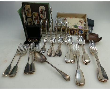 A collection of various items including vintage stamps, EPNS toast rack, Westminster gold plated jubilee coins, collection of