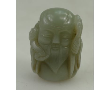 Qing Dynasty (1644-1911) A Chinese white Jade figure of Shou-Lao, height 5.8cm