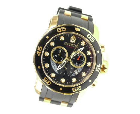 Invicta gents large chronograph divers watch, original box, guarantee and paperwork