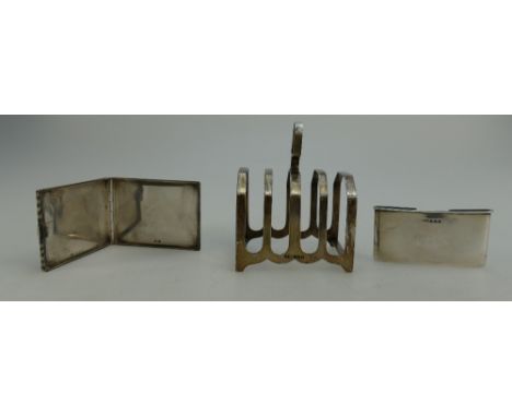 Silver Toast Rack, Card Case and Ticket Dispenser 198.6g (3)