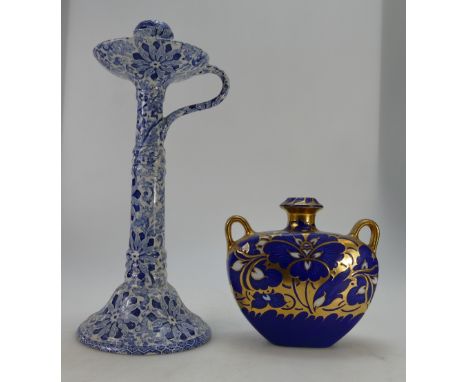 Frederick Rhead two handled vase in the Arabian design  C1915, height 18cm (slight hairline crack to edge of base, handle re-