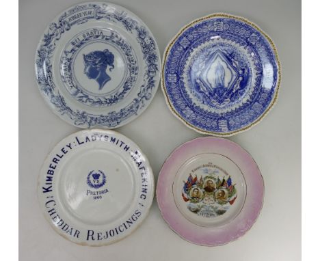 A collection of Royal & Military commemorative plates to include VR Kimberley Ladysmith Mafeking South Africa, Queen Vic Empi