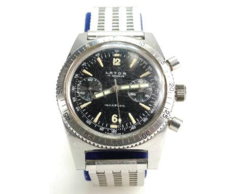 Lator Gents stainless Steel Chronograph divers watch, mechanical with steel bracelet