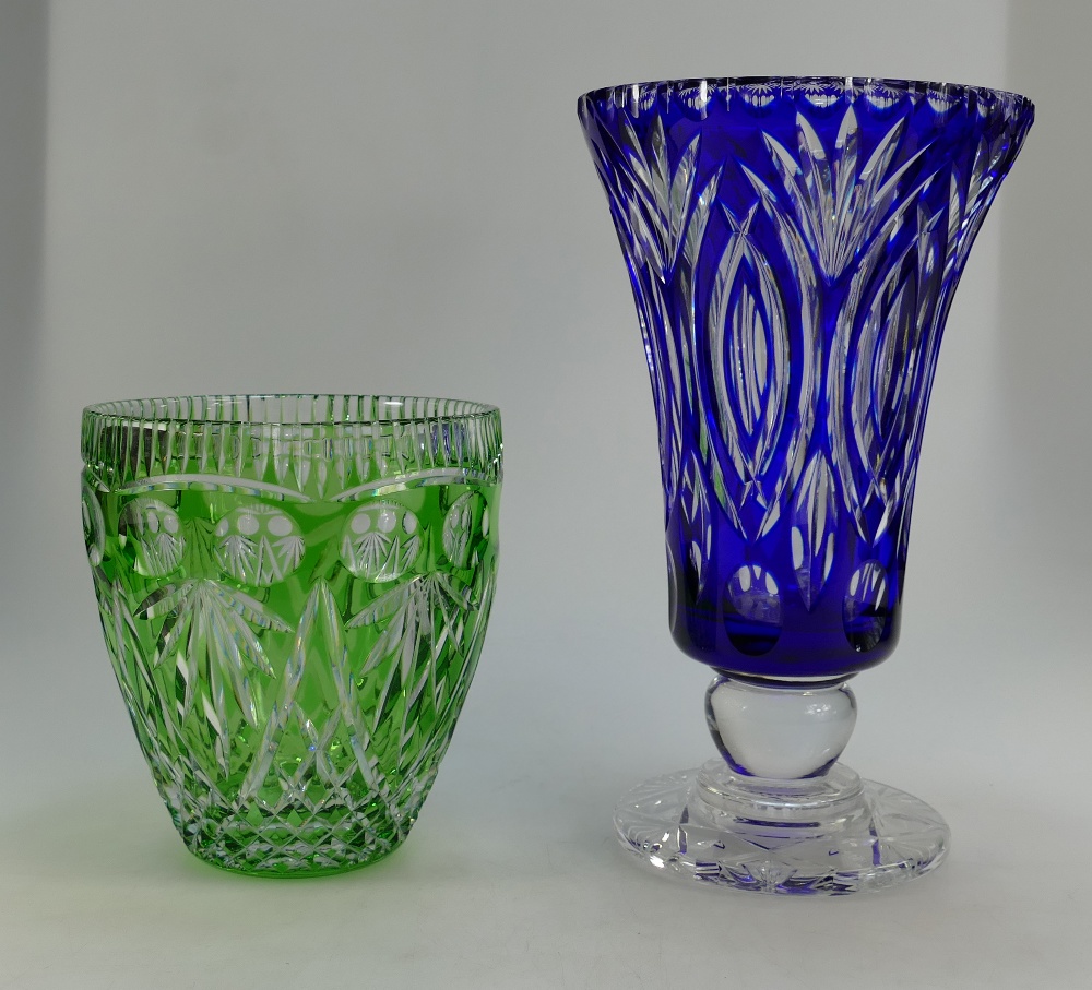 Royal Doulton Coloured Crystal Vases in both Green and Blue variants (2)