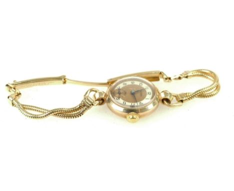 9ct gold ladies Rotary wristwatch with gold filled adjustable strap (overall weight 15.7g)