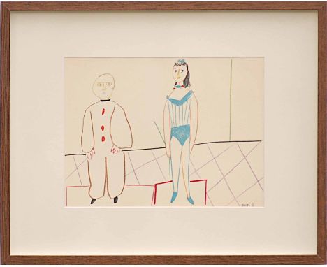 PABLO PICASSO, 1954, lithograph, 30.1.54 I, Suite: La Comedie Humaine - Mourlot, 25cm x 35cm.