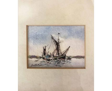 GERALD ROBERT TUCKER (1932-2016), 'Thames Barges', watercolour 7.5cm x 6cm, a pair, framed. (2)