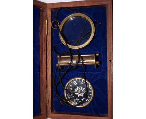 Compass, egg timer and magnifying glass box set 