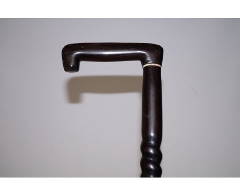 Ebony and ivory barley twist walking stick 