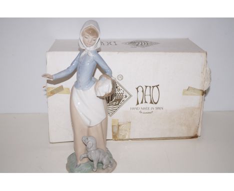 Nao figure group, girl and puppy, with original box 