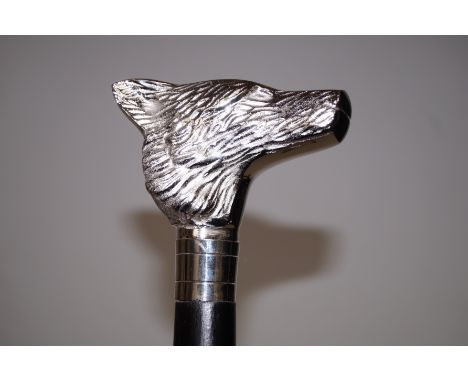 Walking stick with wolf head handle 